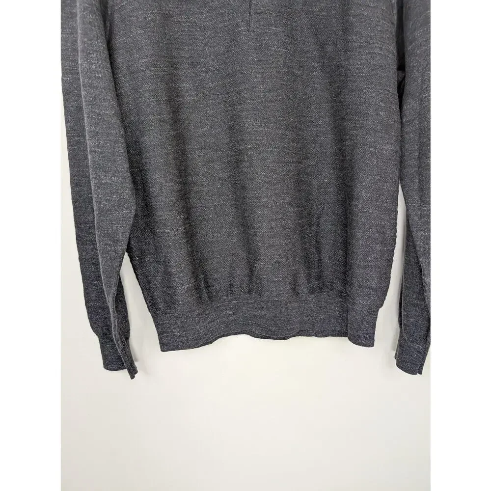J.Crew Sweater Mens Medium Gray Cotton Henley Long Sleeve Casual Classic Knit
